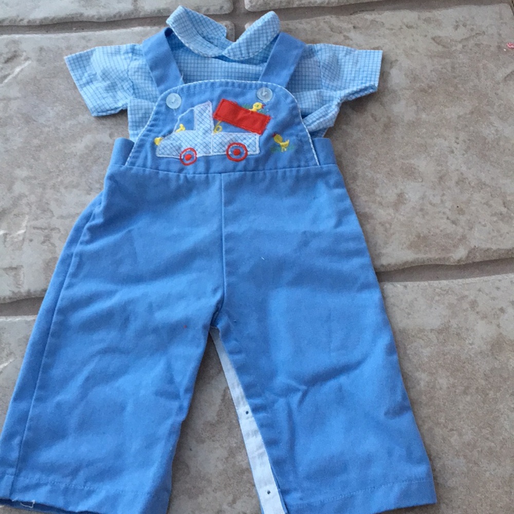 Vintage Boys Suspenders and shirt